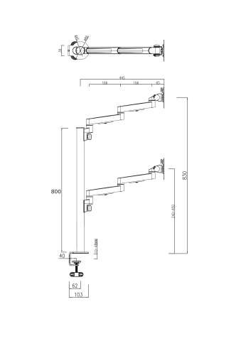 Flexyarm 206 Black Çift Katlı İkili Monitör Kolu