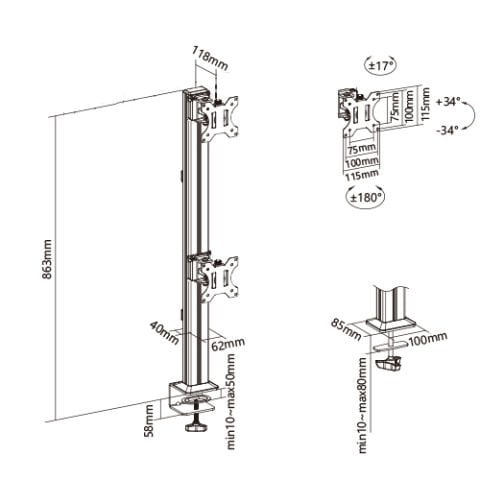 Flexyarm 203-S Çift Katlı Ağır Hizmet Tipi Monitör Kolu