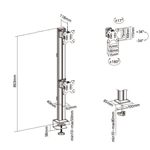 Flexyarm 203-S Çift Katlı Ağır Hizmet Tipi Monitör Kolu