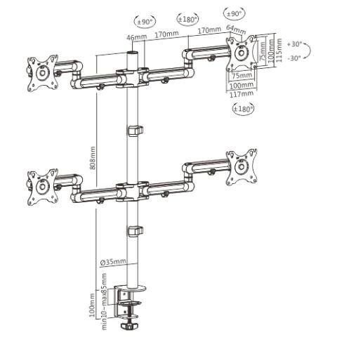 Flexyarm 402-B Dört Monitör Taşıyan Monitör Kolu